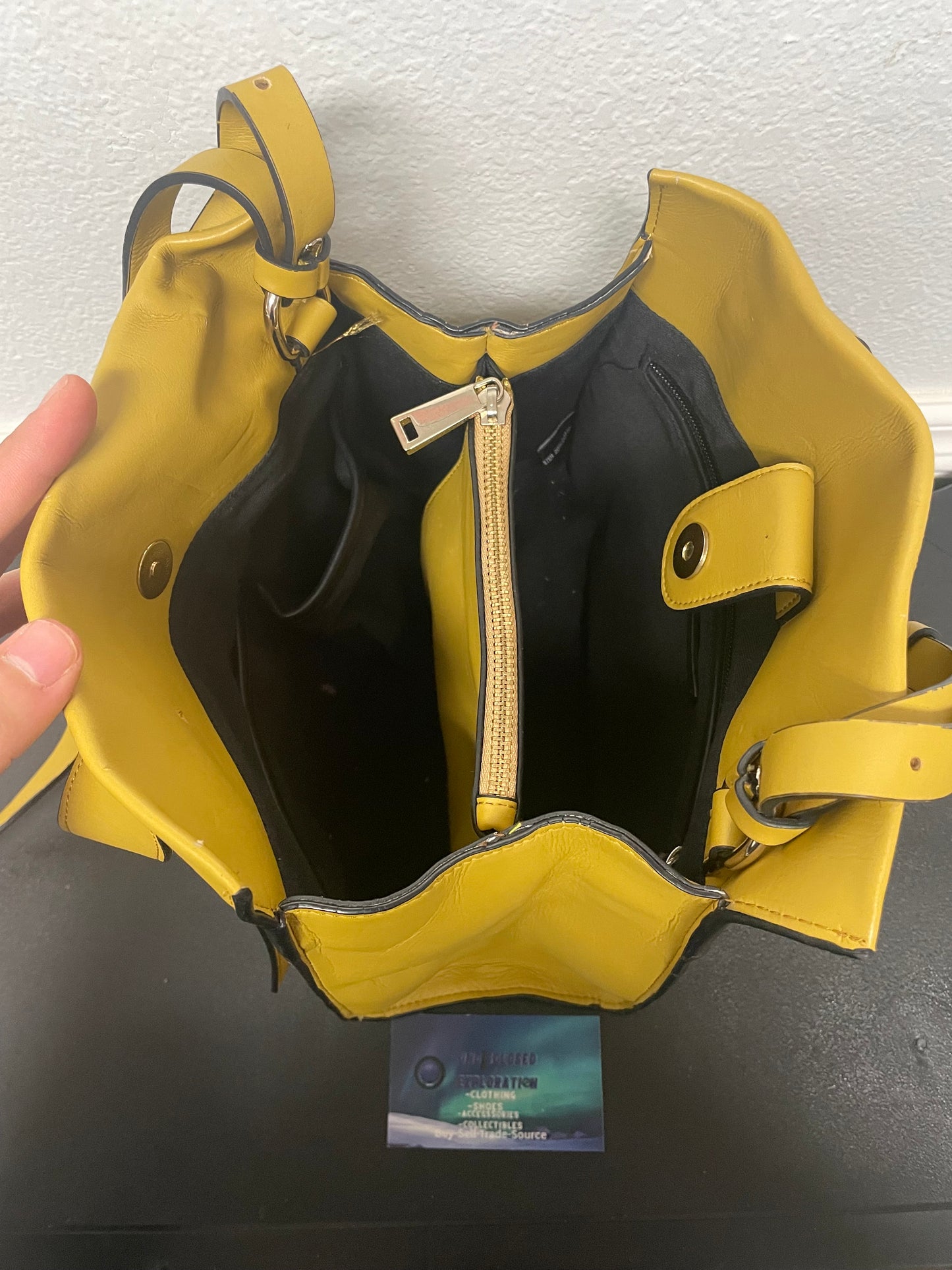 French Connection yellow  Arrowood tote bag
