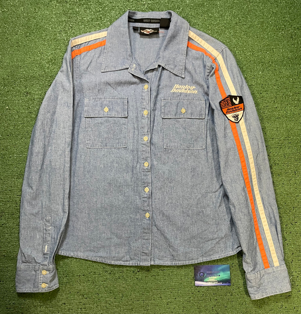 Harley Davidson denim & striped button up