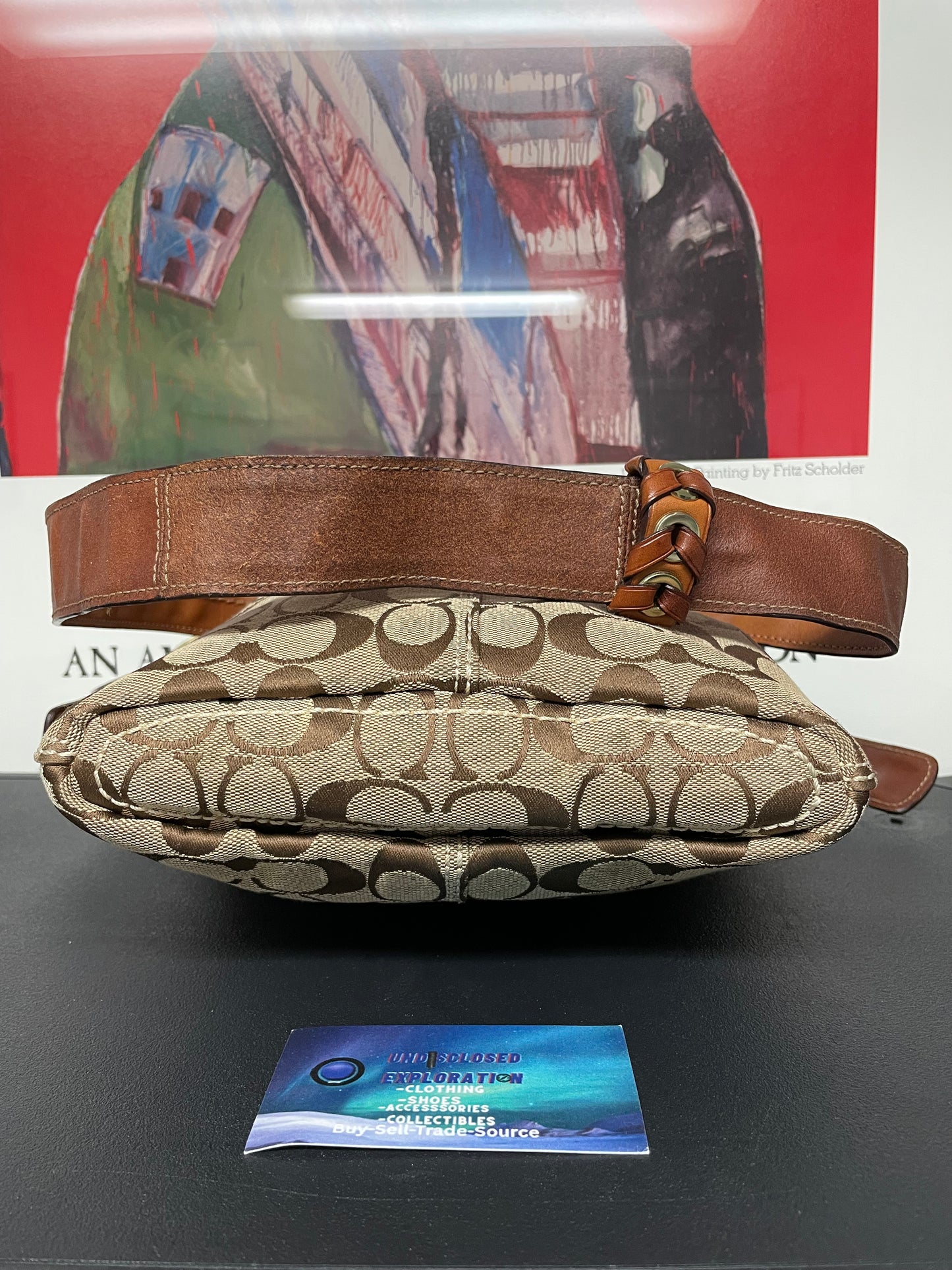 Coach brown and tan Bleecker Signature jacquard shoulder bag