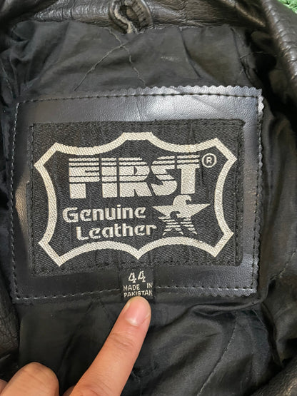 Vintage First Genuine Leather motorcycle leather jacket