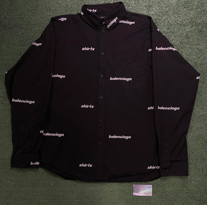 Balenciaga slogan logo button up shirt