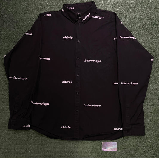 Balenciaga slogan logo button up shirt