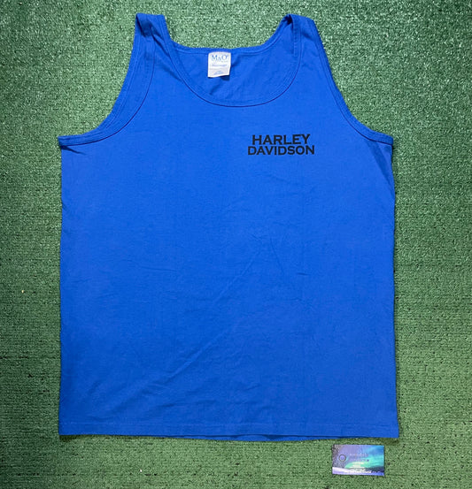 Harley Davidson blue & orange eagle tank top