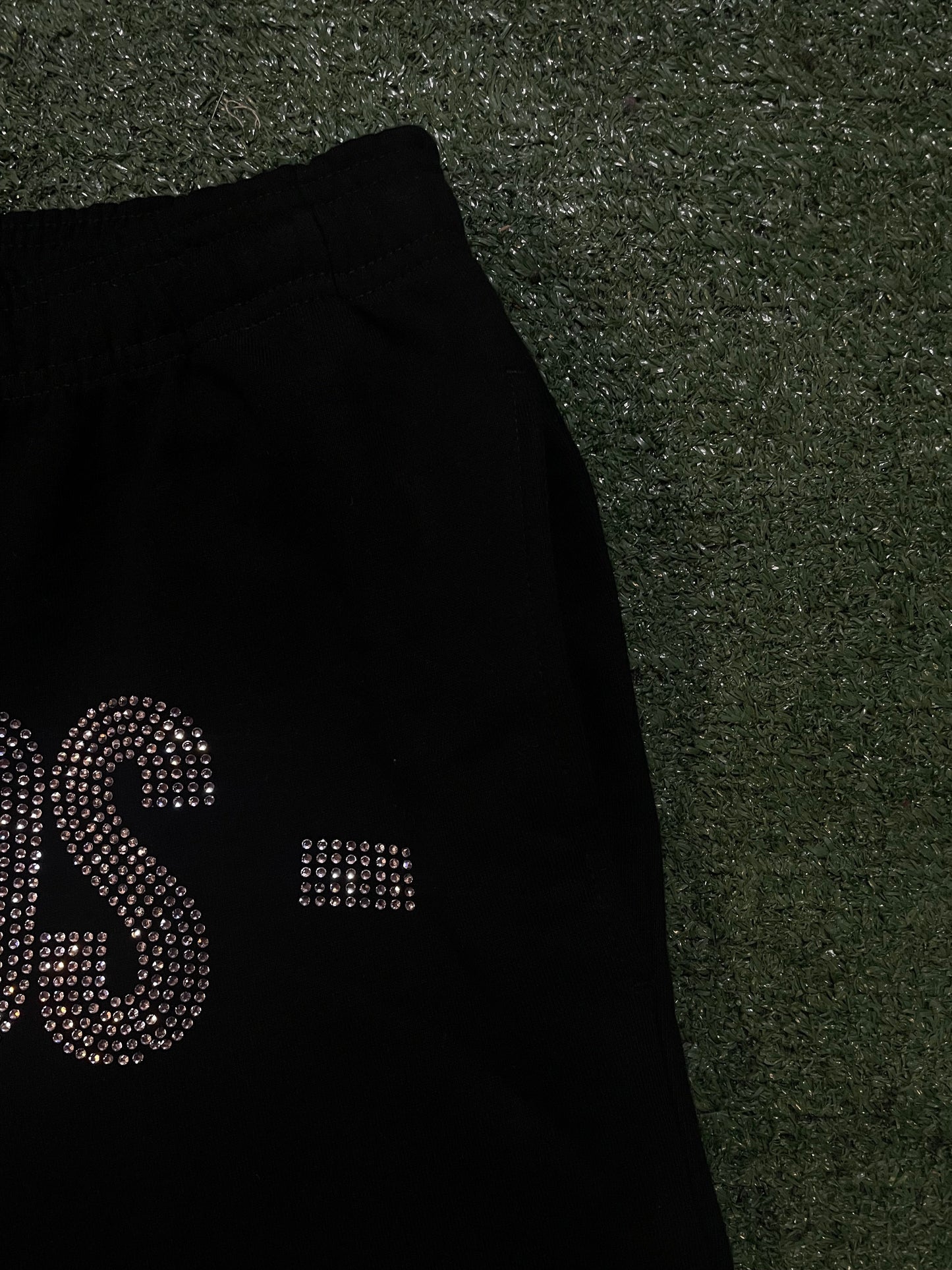 Vlone friends rhinestone black sweatpants