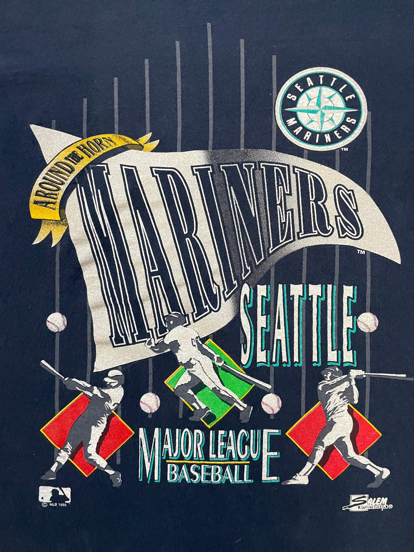 Vintage 1990s Seattle Mariners around the horn all over print tee