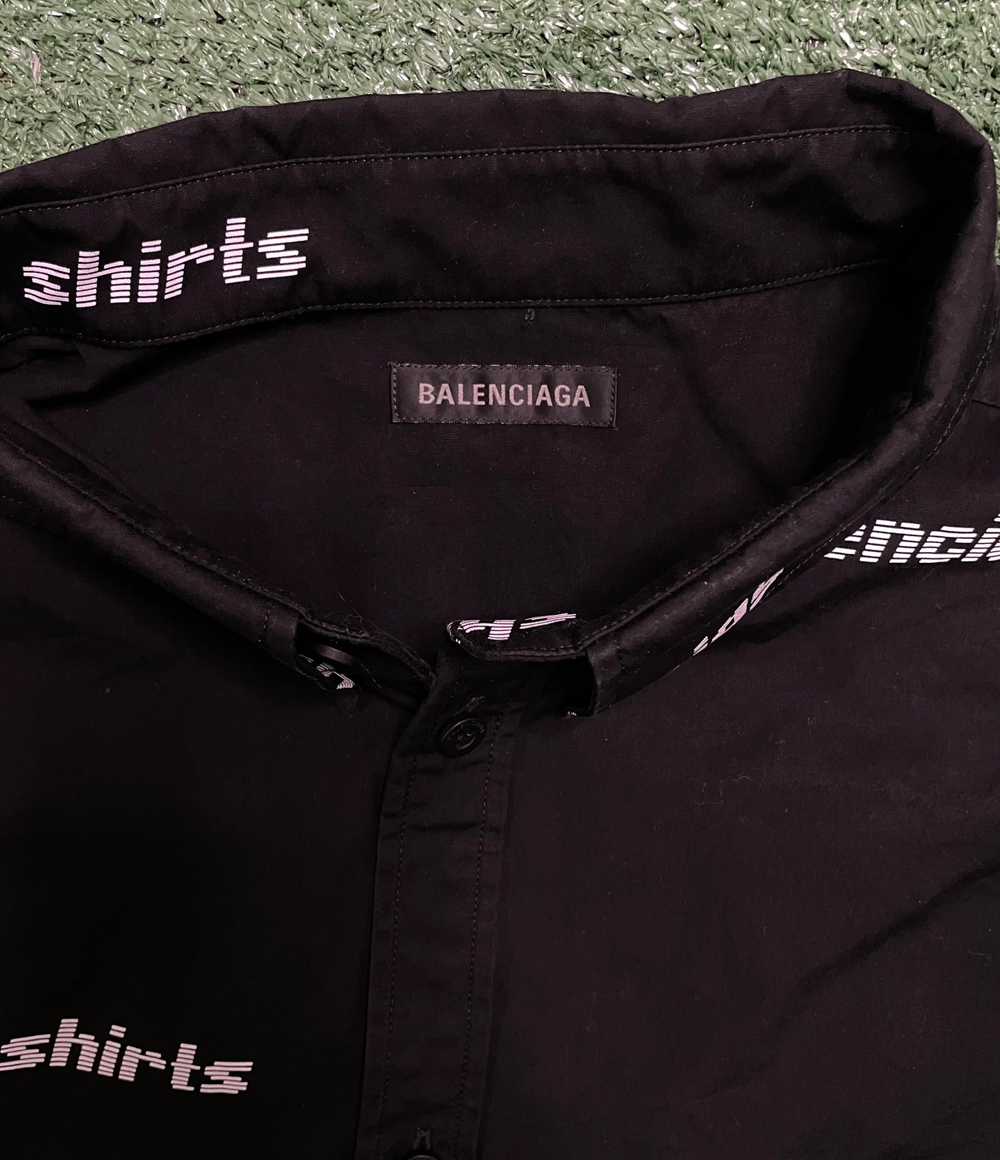 Balenciaga slogan logo button up shirt