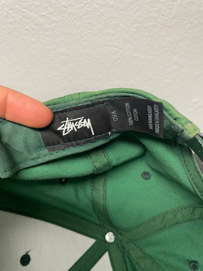 Stussy green and white embroidered hat