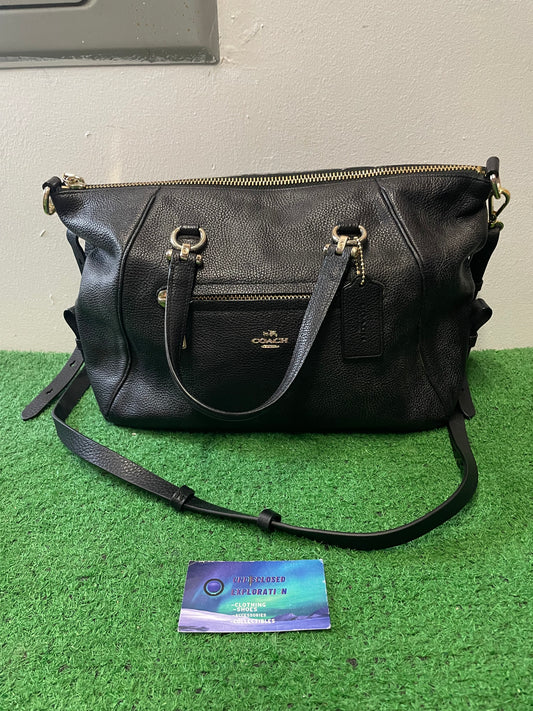 Coach black leather prairie satchel bag