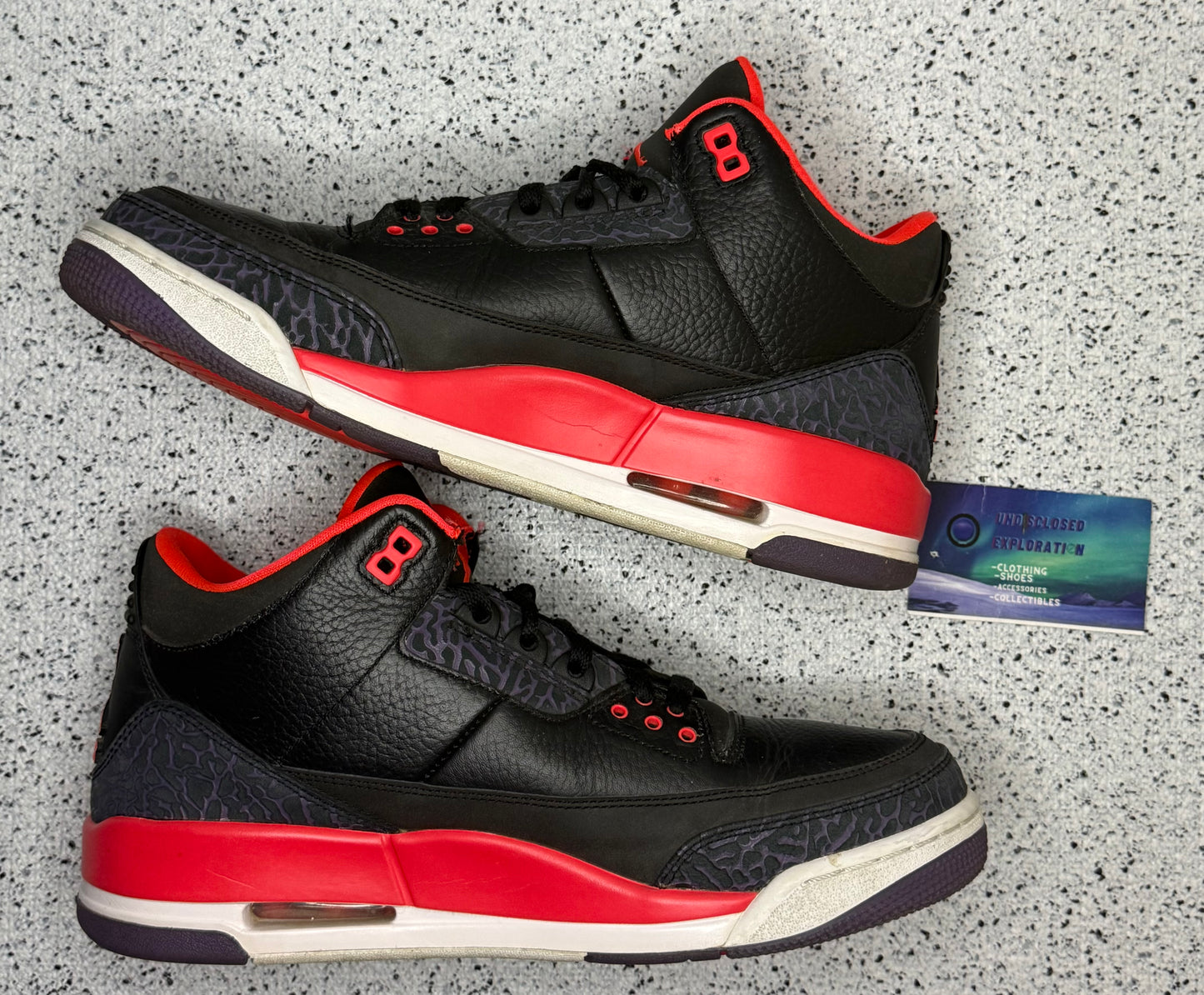 Jordan 3 Crimson 10 Men/11.5 Women “Preowned”