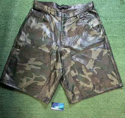 GV Gallery raspberry hills camo leather shorts