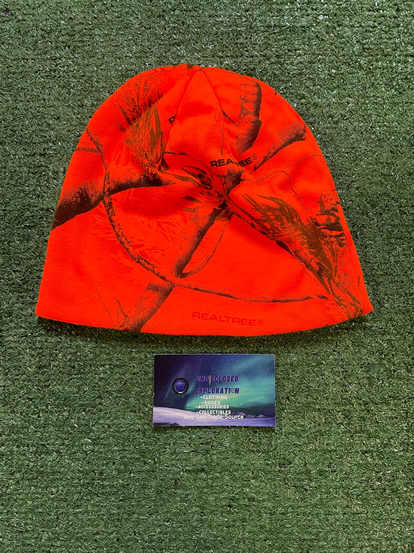 Burning Bush rhinestone orange camo beanie