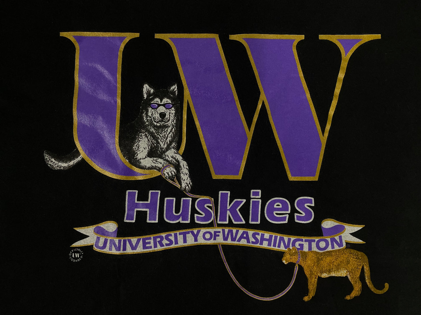 Vintage 1990s UW Huskies University of huskies dog walk  tee