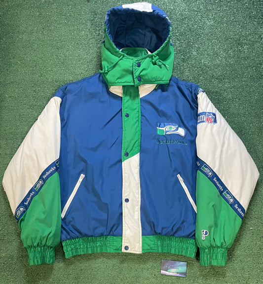 Vintage 1990s Seattle Seahawks pro player puffer jacket