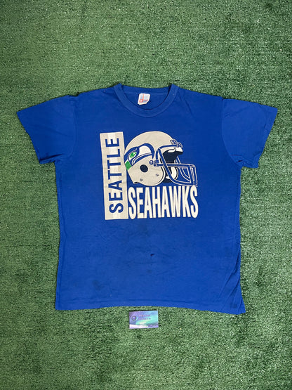 Vintage 1980s Seattle Seahawks helmet tee