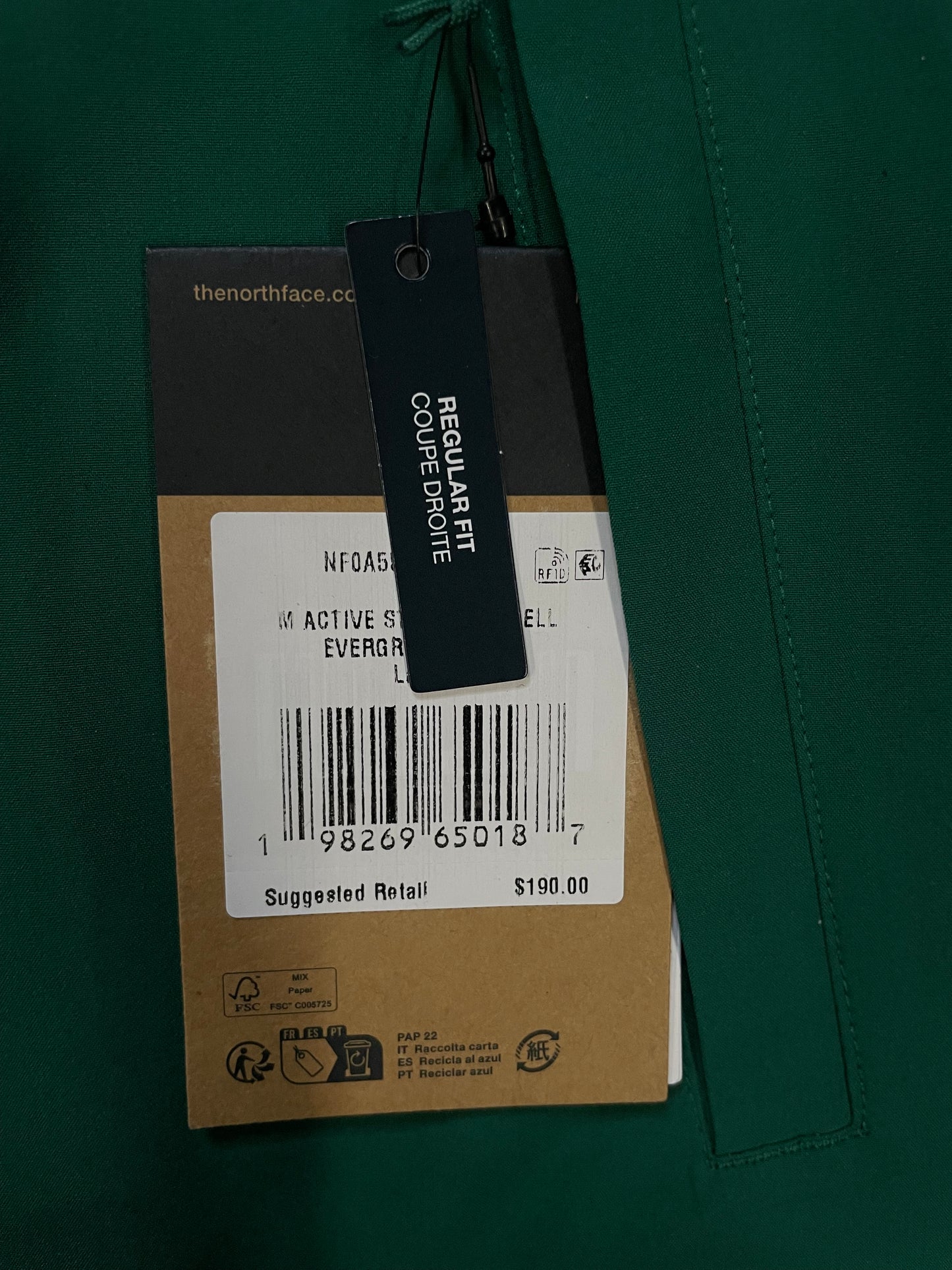 The North Face Active Stretch Rain Shell nori green jacket