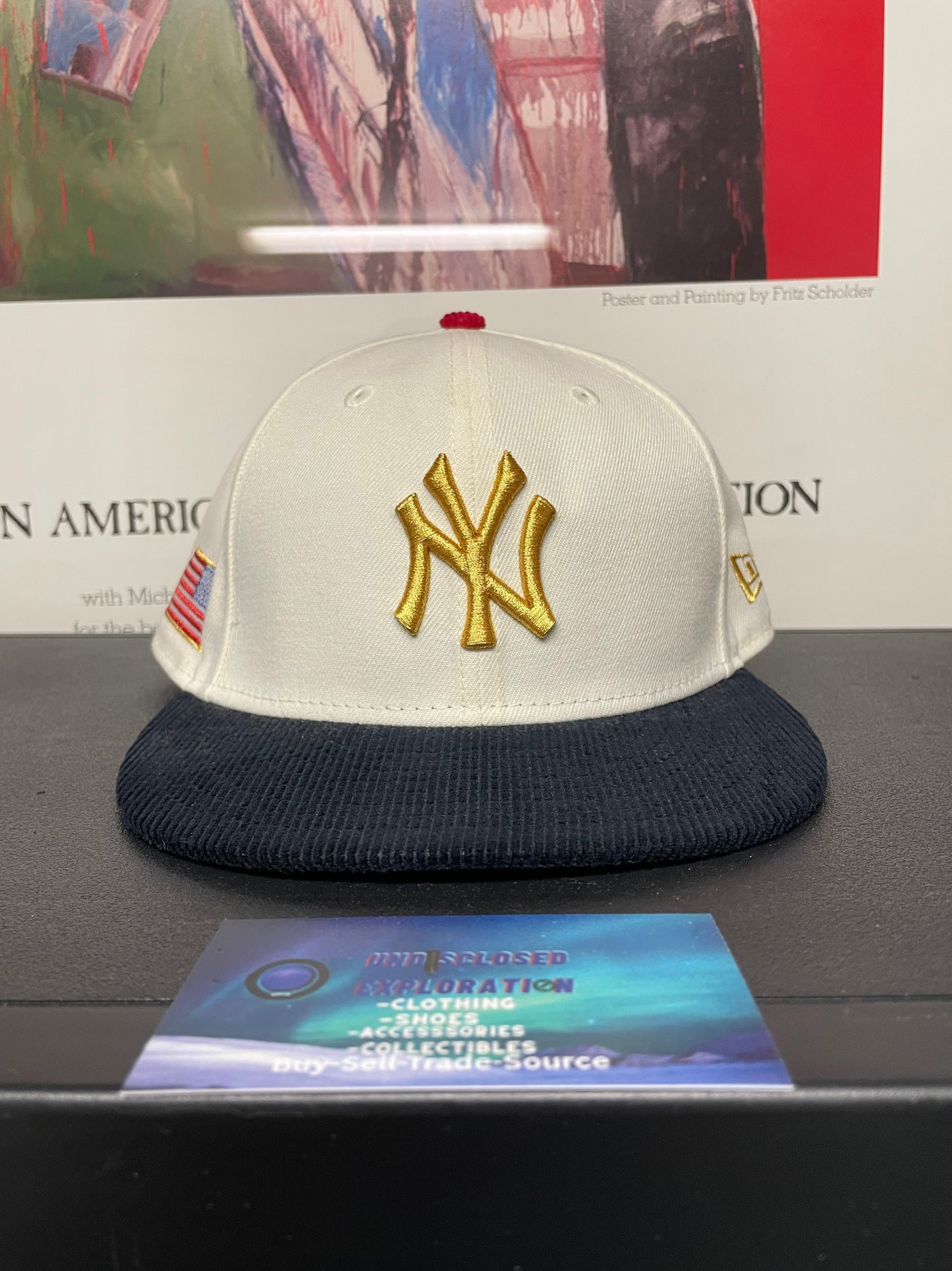New York Yankees cream American flag fitted hat