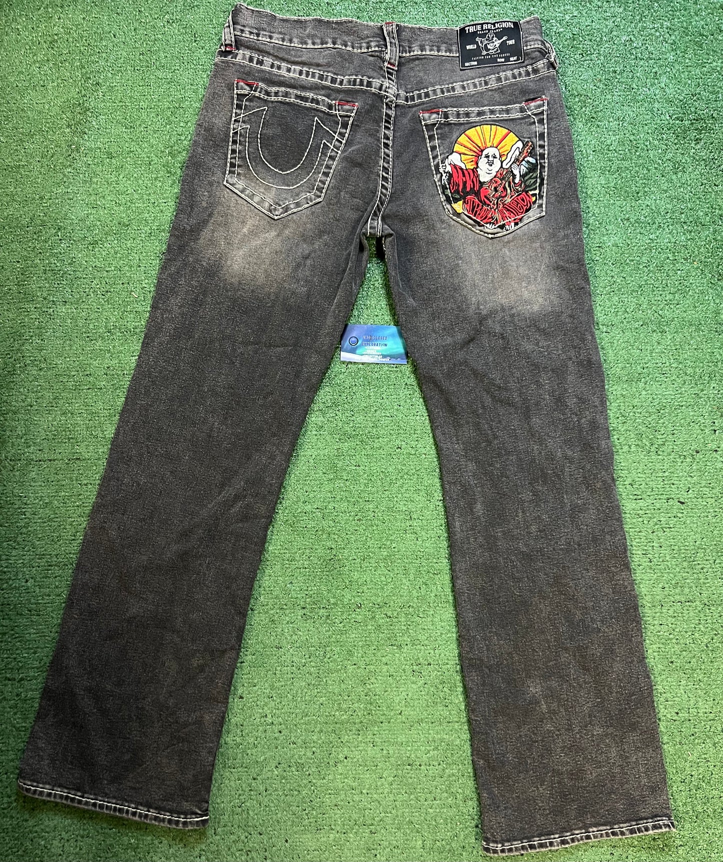 True religion grey embroidered pocket jeans