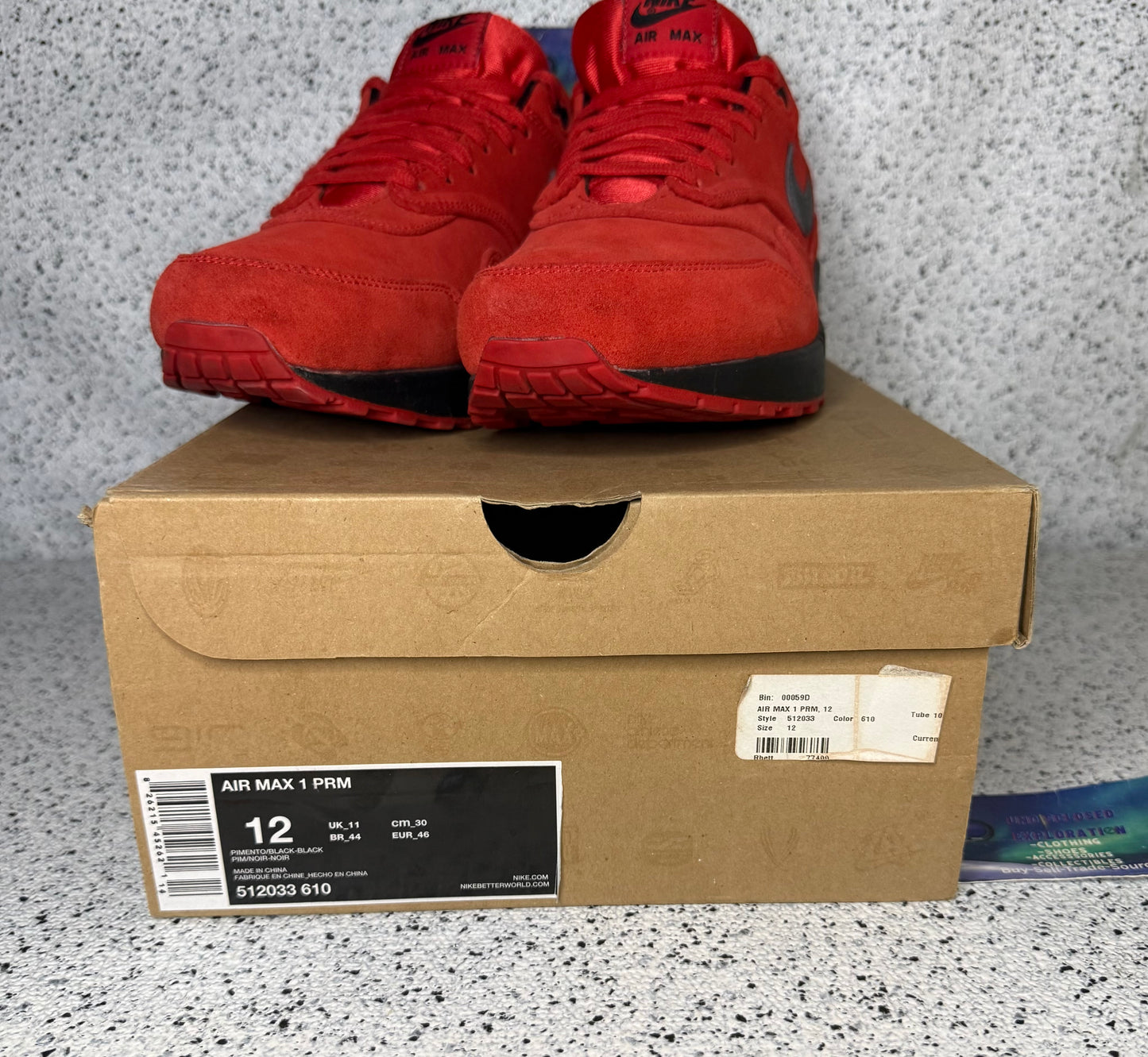 Nike Air Max 1 Pimento 12 Men/13.5 Women “Preowned”