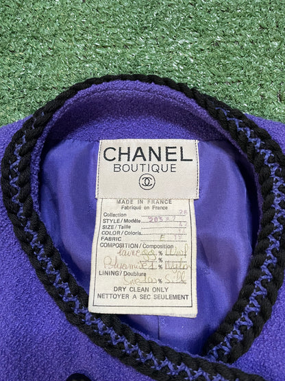 Vintage 1990s Chanel purple  tweed skirt Suit