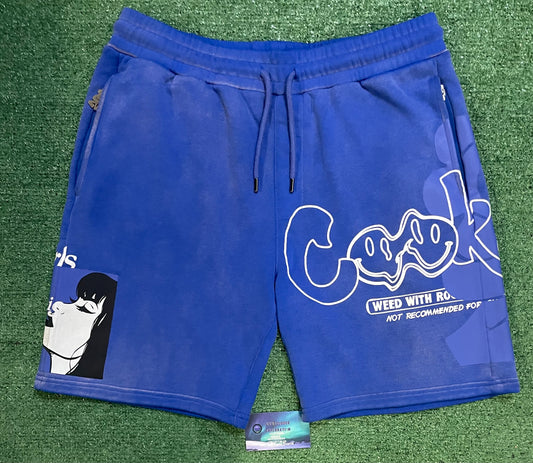 Cookies florist fleece sweatshorts washed blue