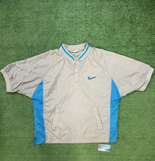 Vintage 1990s Nike short sleeve windbreaker blue and grey