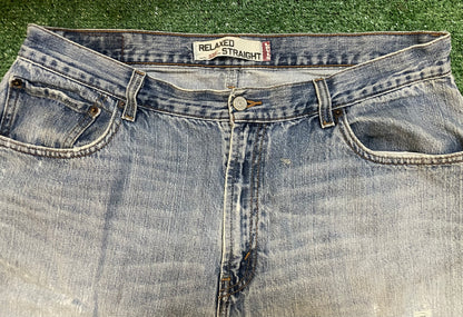 Levi 559 light wash distressed denim jeans
