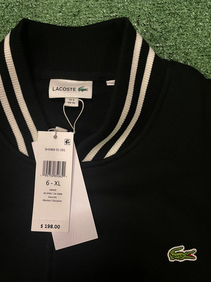 Lacoste black and white varsity jacket