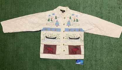 Vintage Orvis quilted and embroidered button up jacket