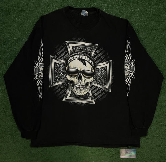 Vintage 1990s Easyriders longsleeve skull cross tee