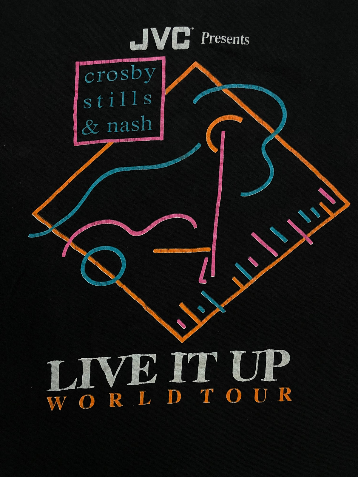 Vintage 1990 CROSBY Stills & NASH Live It Up JVC Tour tee
