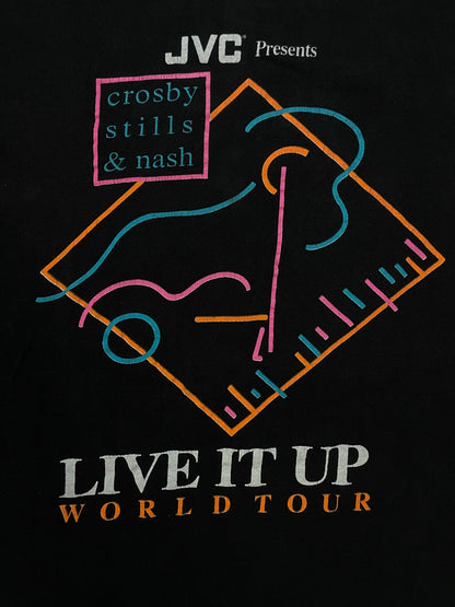 Vintage 1990 CROSBY Stills & NASH Live It Up JVC Tour tee
