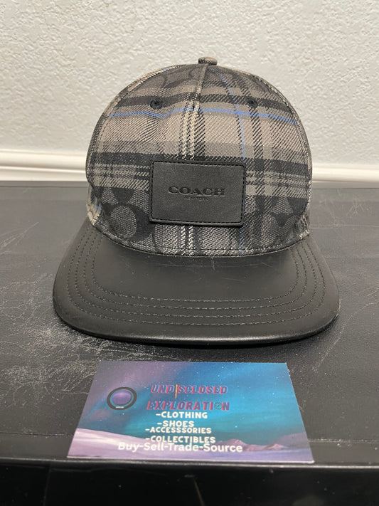 Coach charcoal plaid signature hat