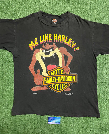 Vintage 1992 Harley Davidson me like harley Taz tee