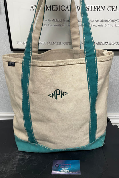 Vintage 1990s Land ends  blue and teal tote bag