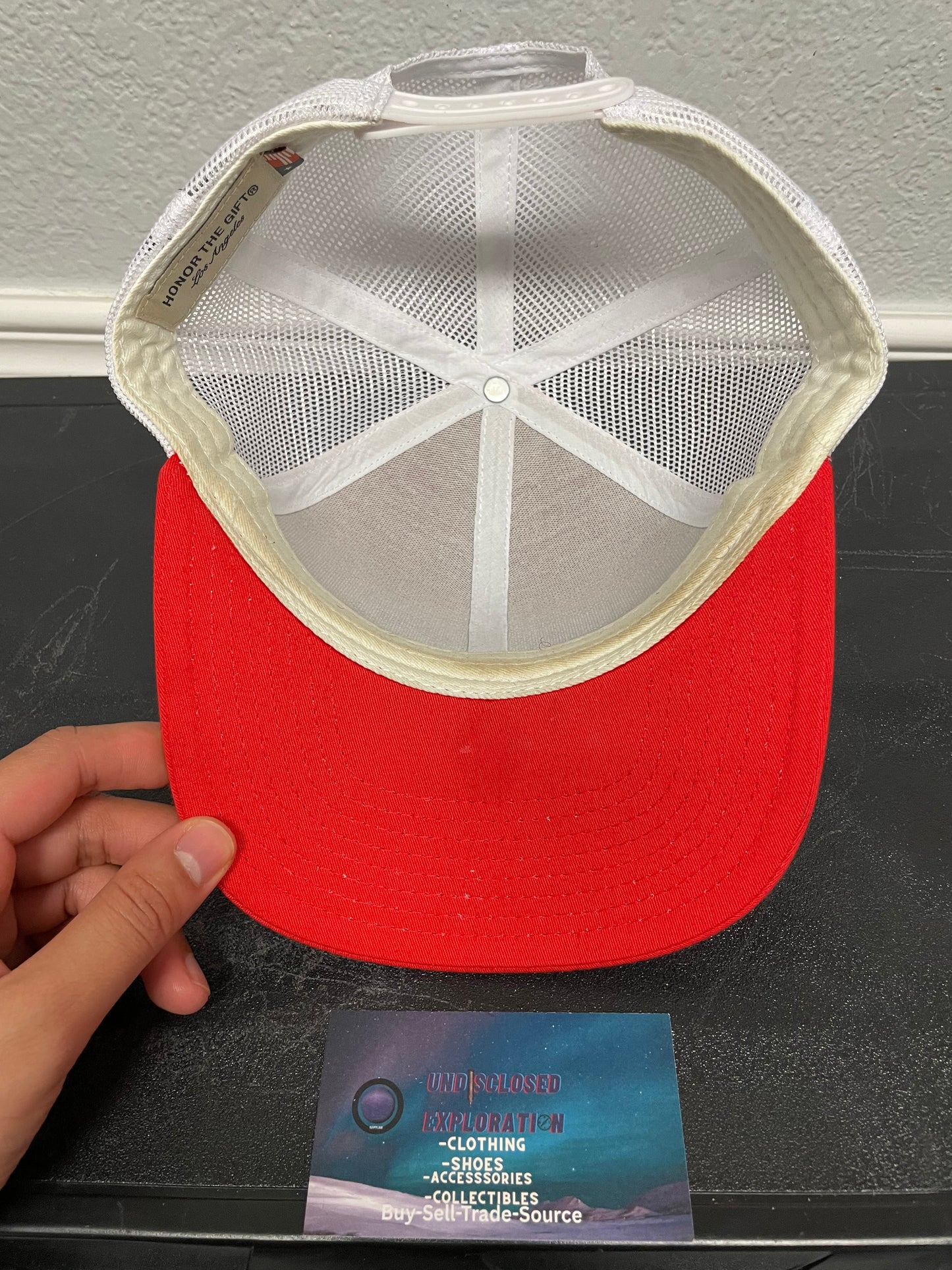 Honor The Gift red & white mesh hat