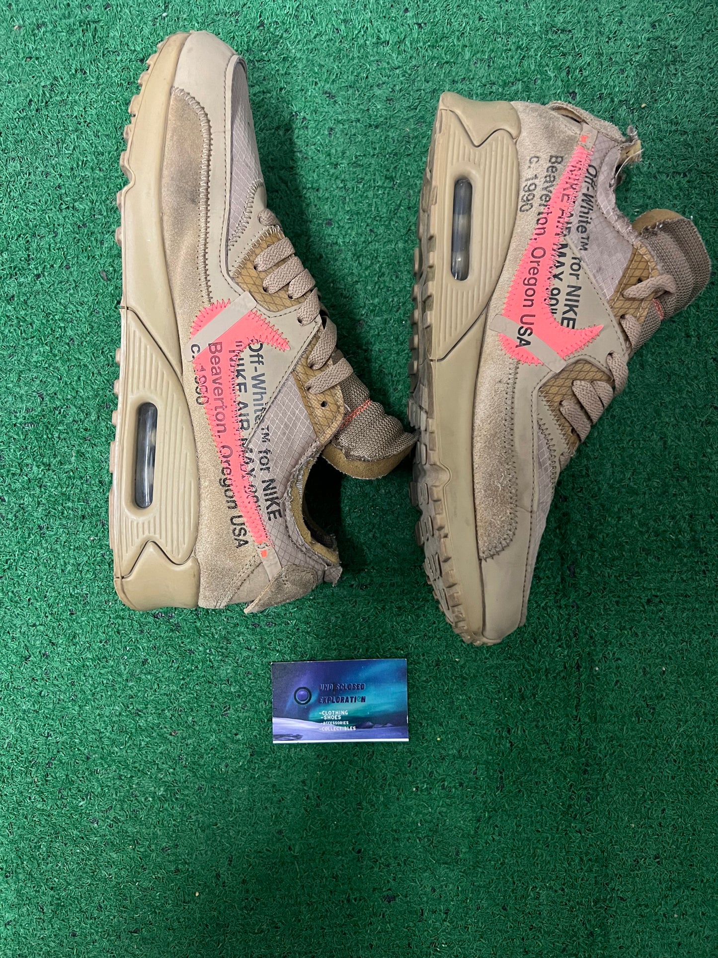 Nike air max 90 x off white ore size 10men/11.5women