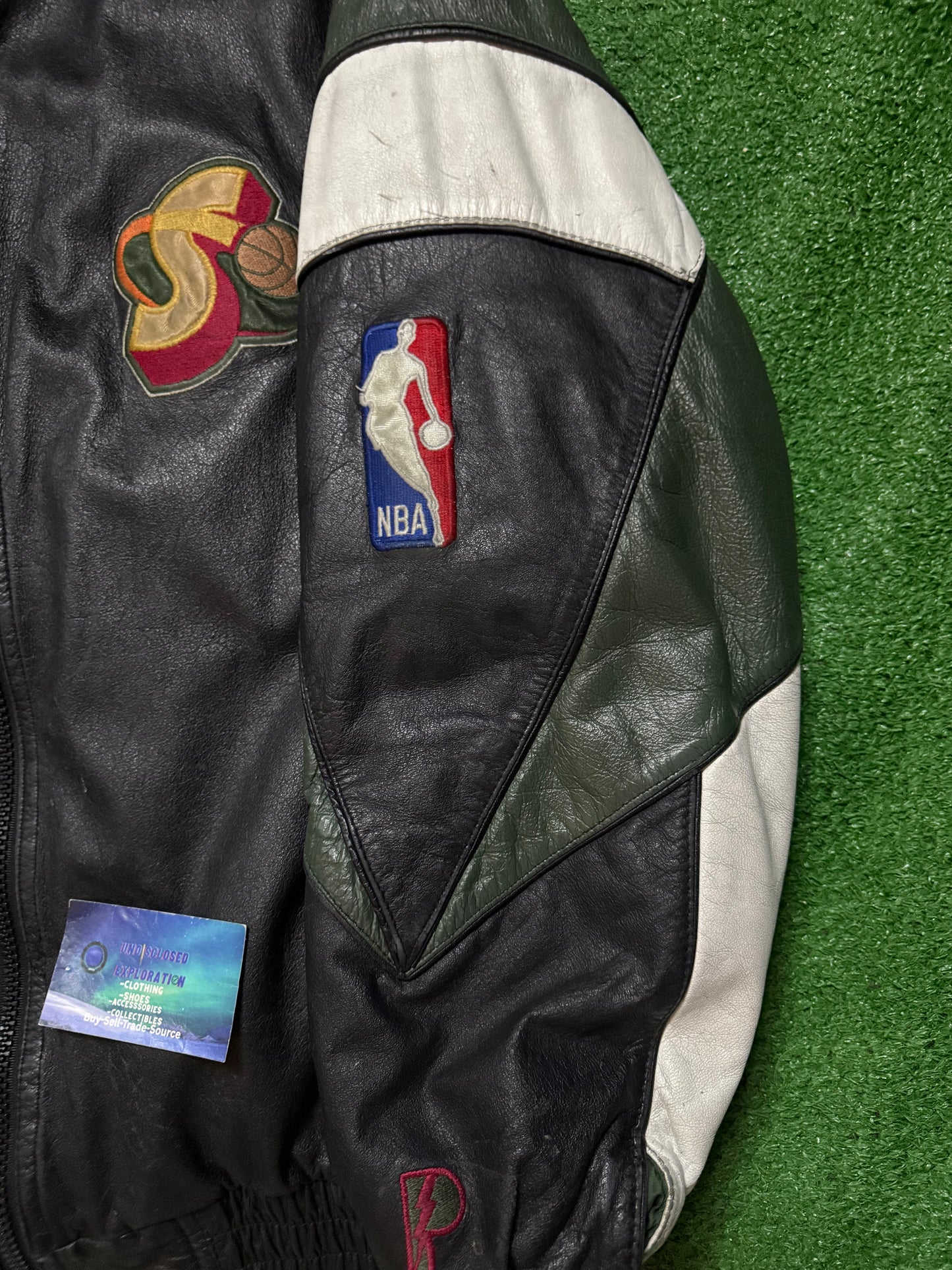 Vintage Seattle SuperSonics Leather Jacket Wilson Pro Player