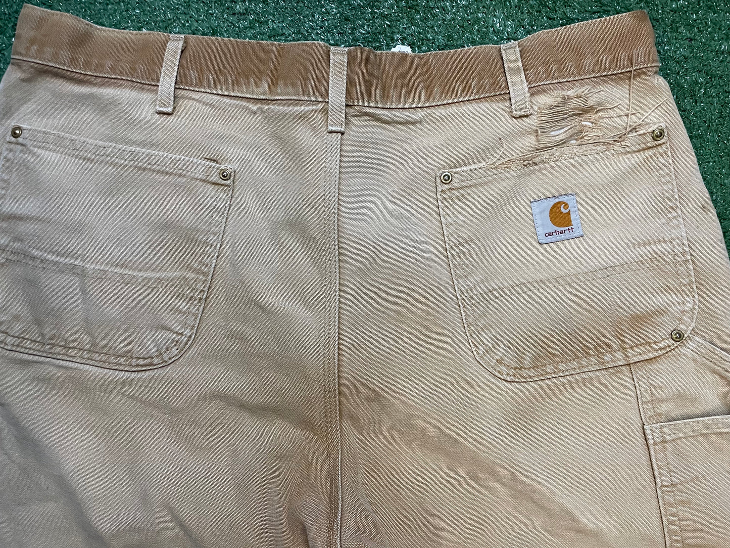 Carhartt beige distressed double knee pants