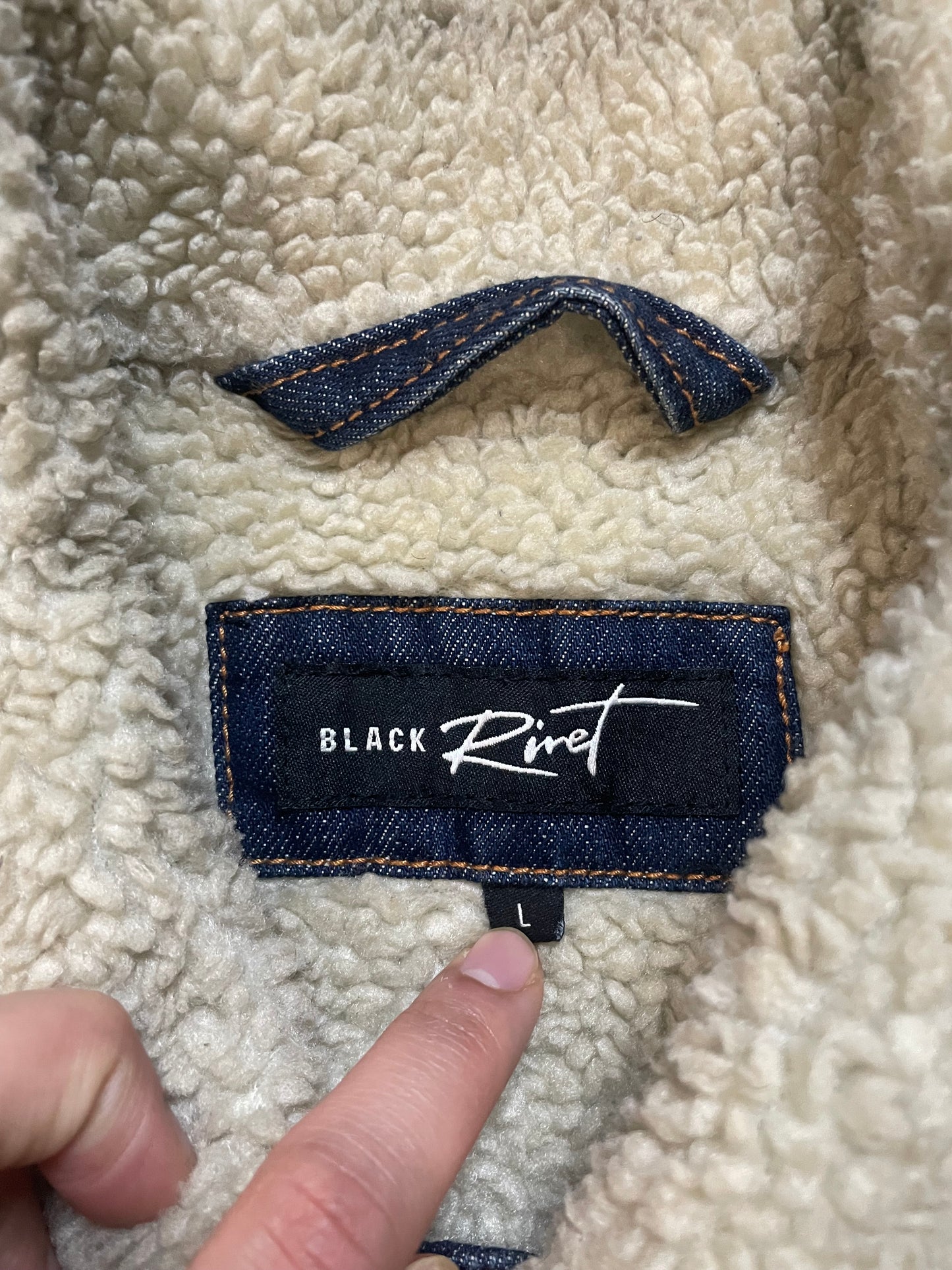 Black rivet Sherpa distressed jean jacket