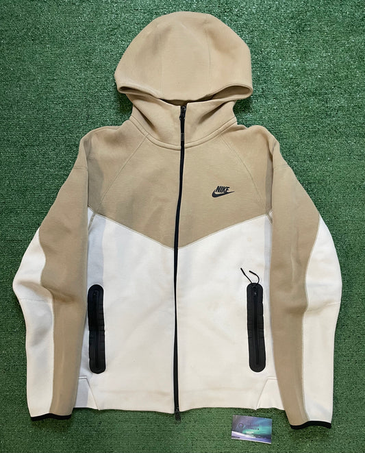 Nike tech fleece hoodie beige and white