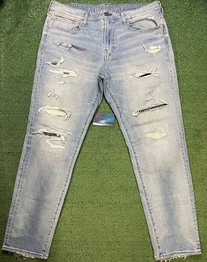 American Eagle light wash distressed jeans