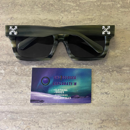 Off-white square dark sage green  sunglasses