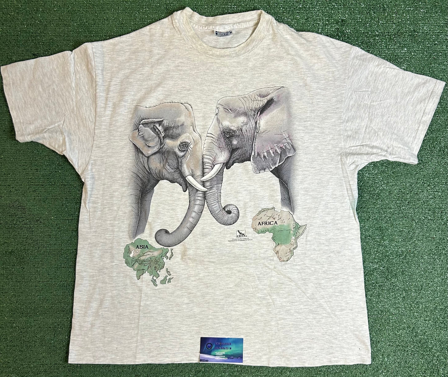 Vintage 1990s Asia and Africa elephant double sided tee