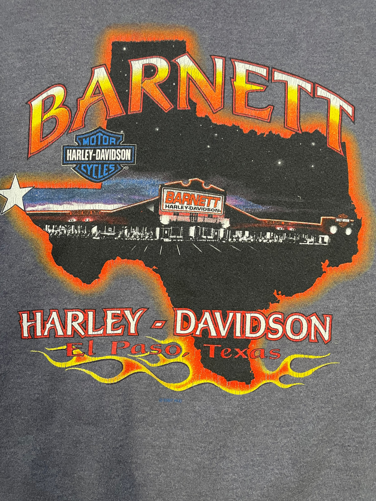 Vintage 1990s Harley Davidson embroidered grey El Paso Texas flame crewneck