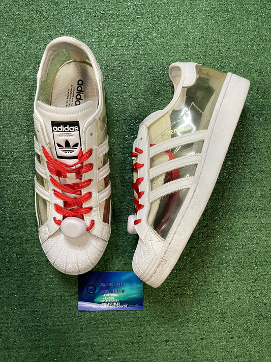 Adidas superstar transparent size 10.5men/12women