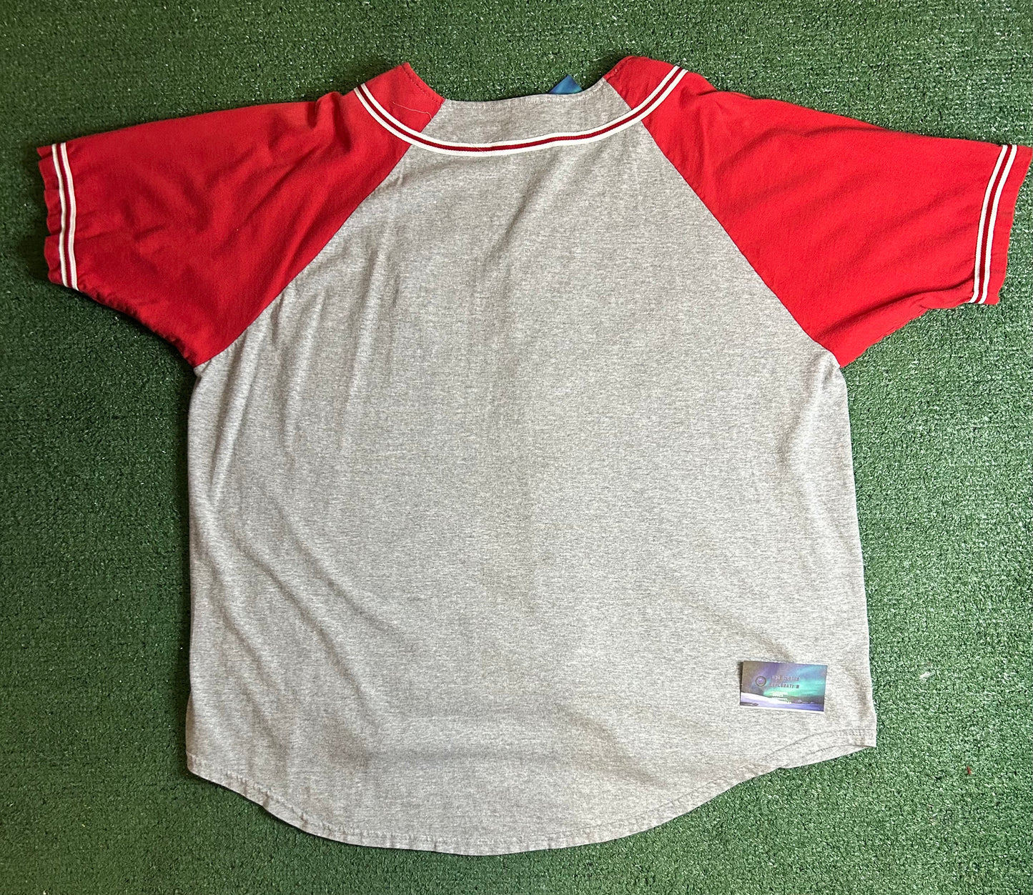 Vintage 1990s New York Yankees MLB Grey and red baseball jersey