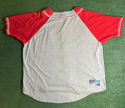 Vintage 1990s New York Yankees MLB Grey and red baseball jersey