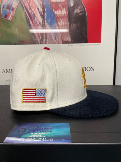 New York Yankees cream American flag fitted hat