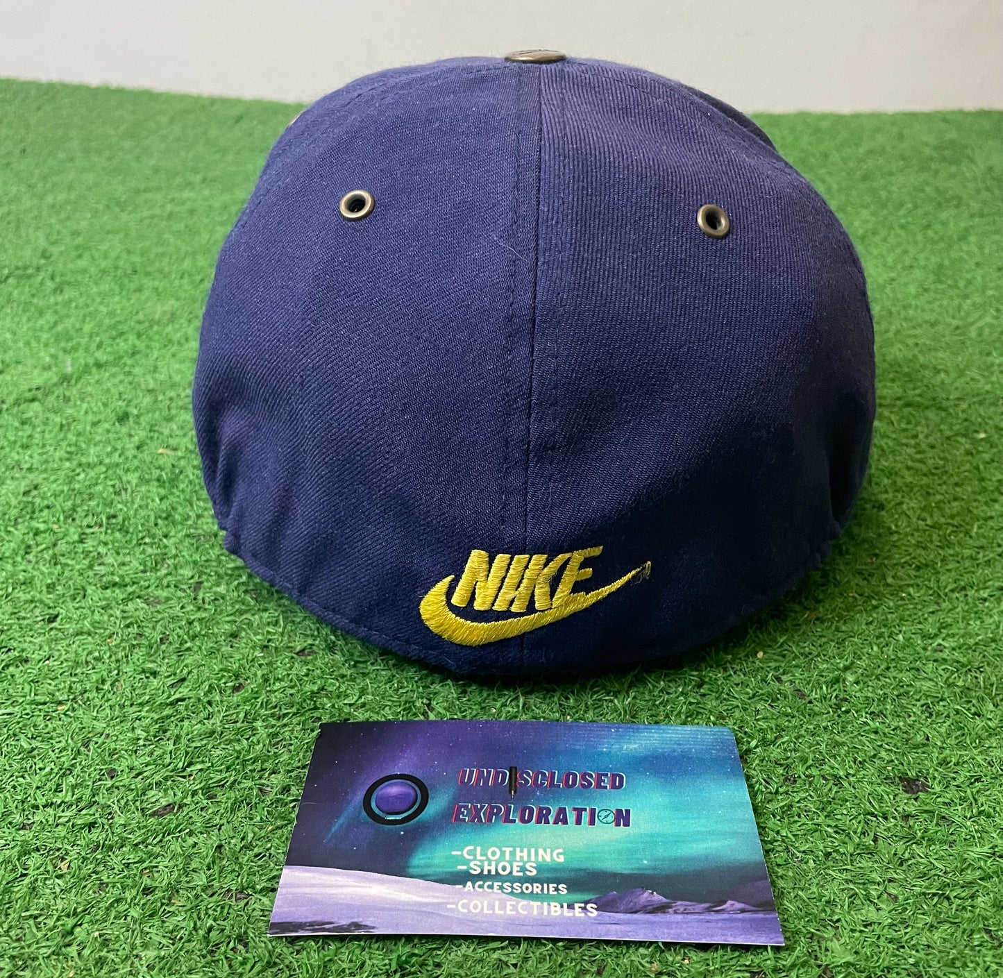 Vintage 1990s Nike spellout blue and yellow hat