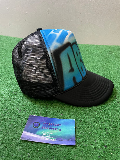 Vintage ABBY airbrush blue and black hat